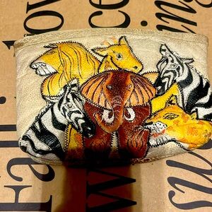 Emily Ann Of Boca Small Hand Painted Leather Autographed Pouch NWOT